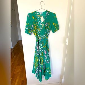 Leanne Marshall Silk Turquoise Hearts Wrap Dress